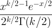 rac frac {x ^ {k / 2-1} e ^ {- এক্স / 2}} {2 ^ {কে / 2} \ গামা (কে / 2)}
