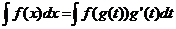 积分（f（x）* dx）=积分（f（g（t））* g'（t）* dt）