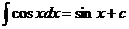 积分（cos（x）* dx）= sin（x）+ c